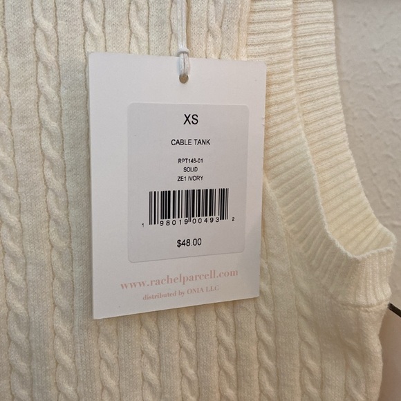 NWT Rachel Parcell Ivory Cable Tank - Picture 3 of 6